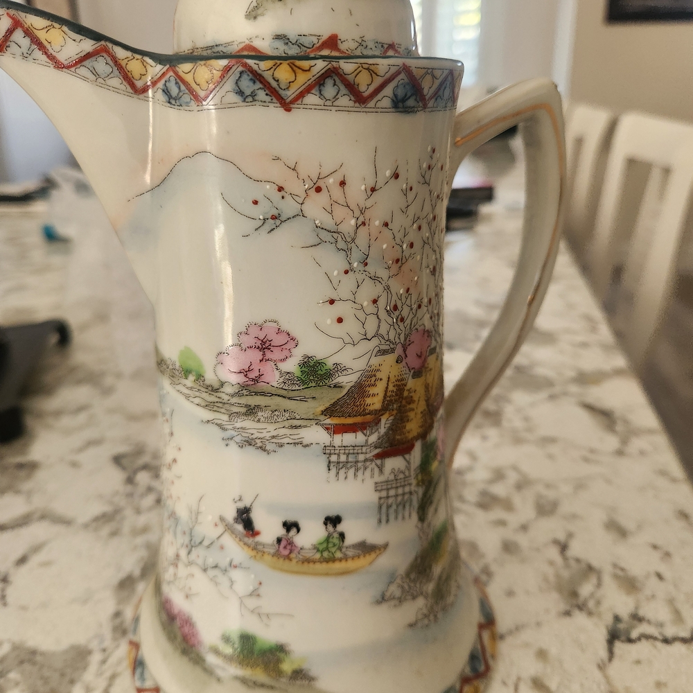 Vintage hand-painted Japanese porcelain  Pitcher (Flowers Not Included, Example)